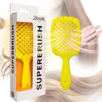 Гребінець для волосся Janeke Superbrush, порожнистий, Бірюзова-Лімонна (Італія) 100972 фото